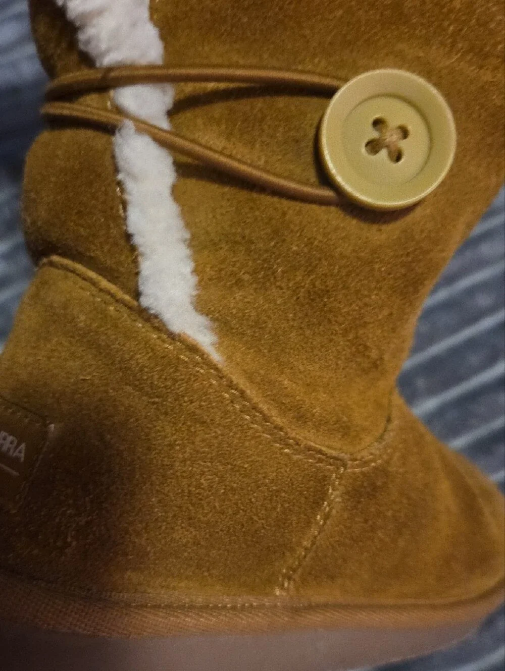 Koolaburra Suede Short Boot - Tan with Cream Logo